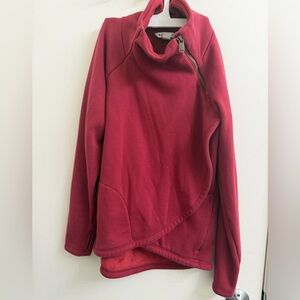 Red Asymmetrical Zip Sweater